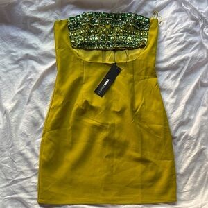Fashion Nova Mustard and Green Mini Dress
